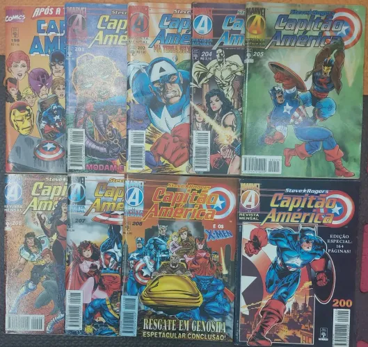 9 gibis capitão América marvel anos 90 ed. Abril vingadores dc x-men