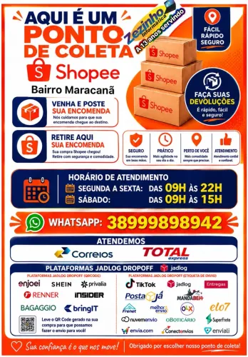 Ponto de coleta Shoppe / Total Express, Jad Log e Correios