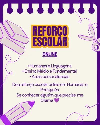 Professora de Reforço Escolar - Humanas e Linguagens