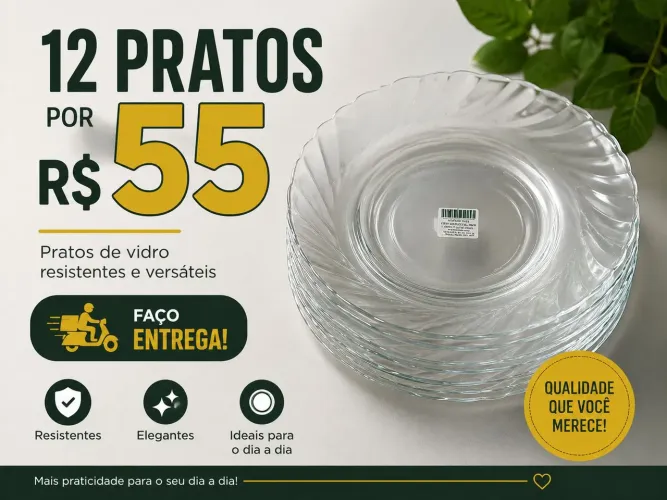 Kit com 12 Pratos