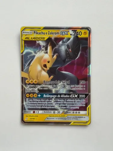 Carta Pokémon Pikachu e Zekrom-GX (33/181)
