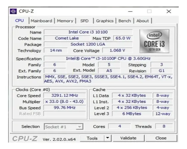 Processador Intel Core i3 10100F 10a Geração LGA 1200