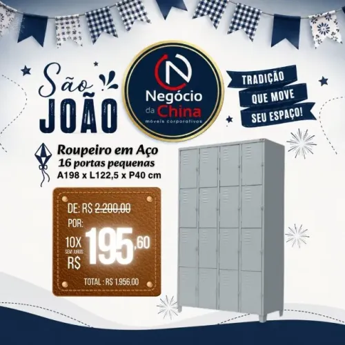 Roupeiro em Aço 16 Portas Pequenas