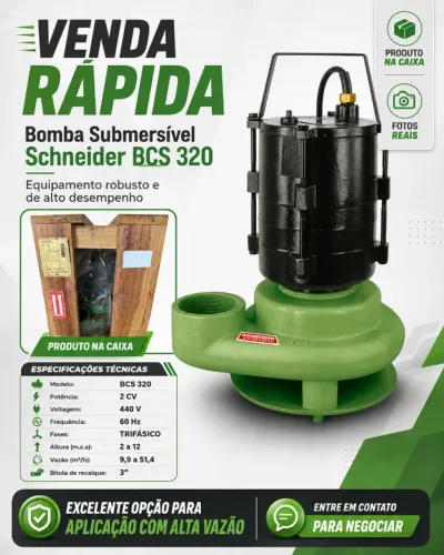 ? OPORTUNIDADE - 2 (duas) Bombas Submersível Schneider BCS 320 2CV 440V Trifásica