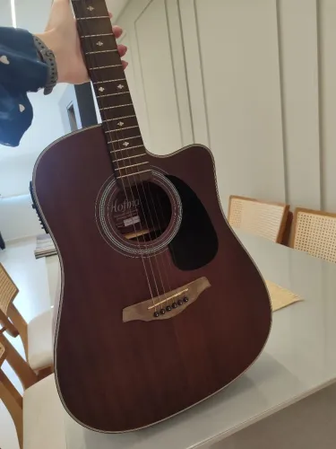 Violão Hofma HMF-250 STNT Eletroacústico Aço+Capa+Capotraste e Palheta_penas 1 mês de uso!