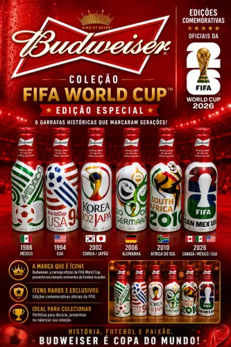 Garrafas alumínio Budweiser copa do mundo FIFA