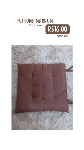 Futtons/almofada marron para cadeira etc