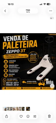 VENDA DE PALETEIRA ZEPPO 3T