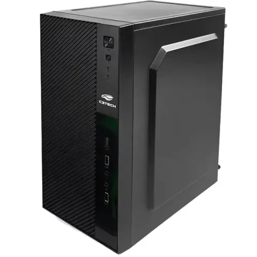 Gabinete C3Tech MT-31BK Mid Tower Micro ATX Preto Sem Fonte 2 Baias USB Frontal pode retir