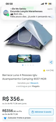 Barraca e colchão camping