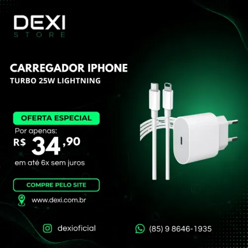 Carregador Rápido 25W Lightning Completo Compatível Iphone