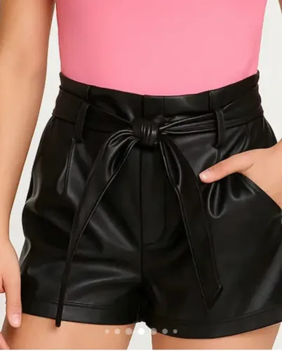 Shorts Infantil Menina Couro Fake