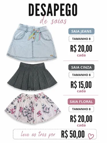 Lote saia menina infantil