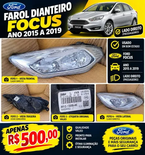 Farol dianteiro direito - Focus 2015 a 2019