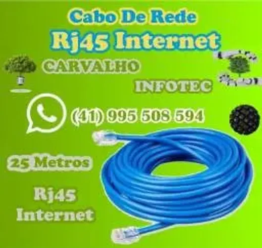 Cabo De Rede Rj45 Montado 25 Metros Pronto para uso