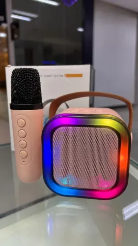 CAIXA DE SOM COM MICROFONE INFANTIL - ROSA