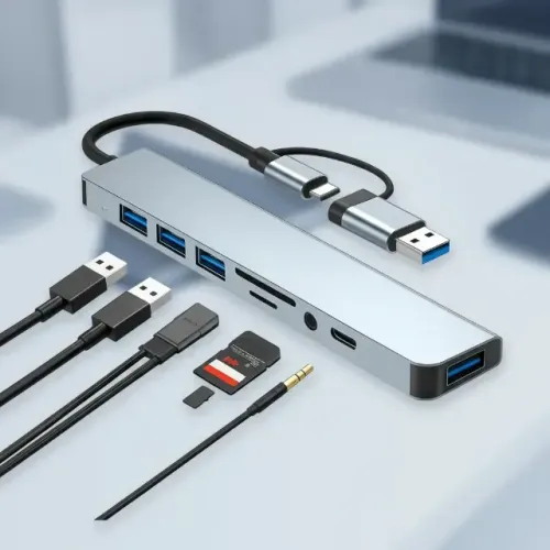 Adaptador Hub 8 Em 1 Extensor Usb-c Várias Entradas Portátil