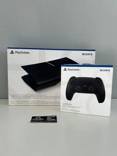 Kit Faceplate Midnight Black + Controle DualSense Lacrado p/ Playstation 5 Slim (Aceito)