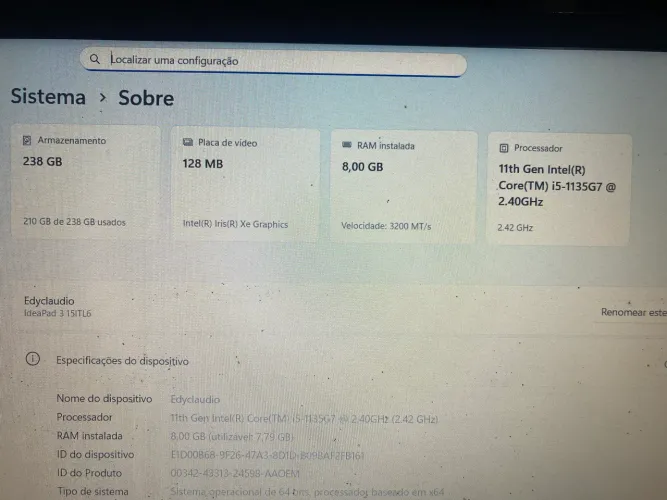 Notbook Lenovo semi novo