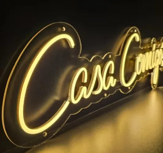 Painel neon led em acrílico CASA COMIGO