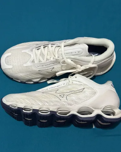 Tênis Mizuno Wave Prophecy 12 White Navy 43BR