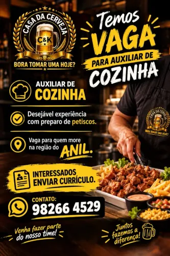 Vaga para auxiliar de cozinha