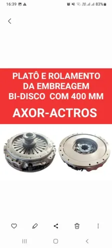 PLATÔ COM ROLAMENTO DA EMBREAGEM DUPLA  DO CAMINHÃO MERCEDES BENZ AXOR-ACTROS COM 400 MM 