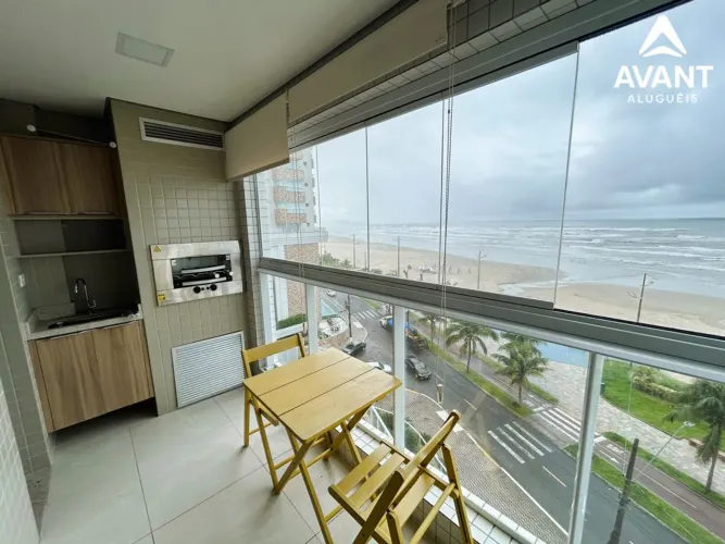 Apartamento Frente Mar Mobiliado para Locação Definitiva no Caiçara , PG/SP.