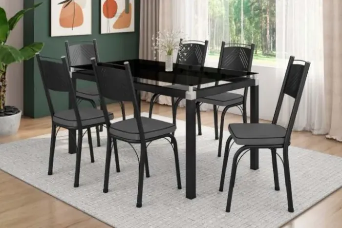 Mesa Malva Tmp Vdr 140x80 Preto.Preto com 6Cds