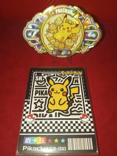Lote de 8 Cartas Pokémon Mengka 2 Raridade SR (incompleta)+ Brinde (Emblema Pikachu)