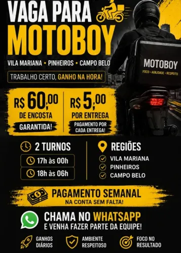Vagas para motoboy freelancer