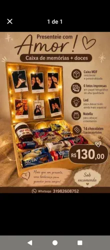 Caixa MDF LED Presente Dia Dos Namorados 