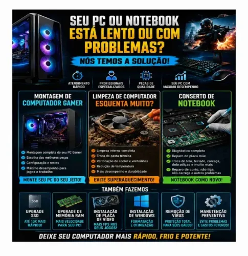Montagem limpeza pc gamer , conserto de notebook 
