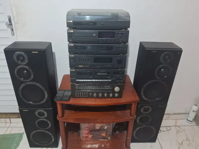 Som gradiente completo +CD player +tocadiscos de vinil funcionando+receiver s126