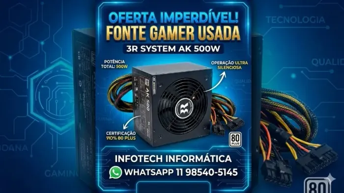 fonte atx gamer 500 w 80 plus 3R System AK 500