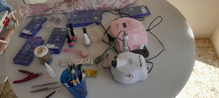 Kit alongamento de unhas e carrinho auxiliar