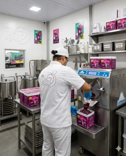 Aux de produção de sorvete e açaí