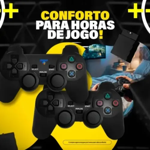 Controle Para Ps2 Sem Fio Joystick Manete Plug And Play - Crowley