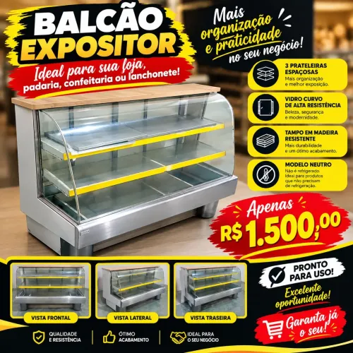 Vendo balcão neutro para padaria e lanchonete