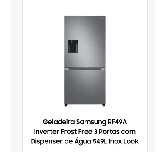 Geladeira Samsung RF49A Inverter Frost Free 3 Portas com Dispenser de Água 549L Inox Look