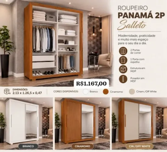 Guarda Roupa Panamá c/ espelho