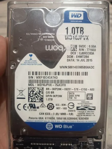 HD SATA 1TB WD 2,5pol Notebook/PS4/PC