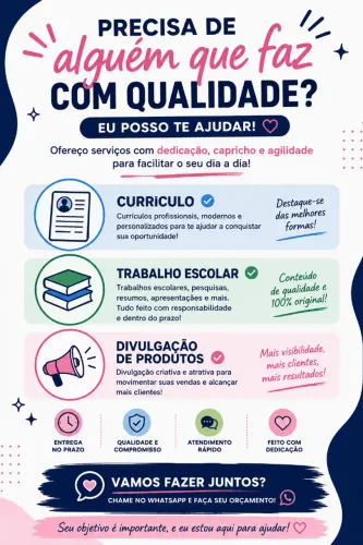 Faço Currículos, Trabalhos Escolares e Divulgação de Produtos