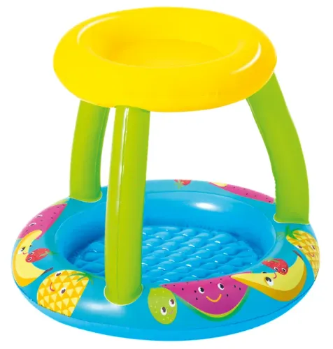 Piscina Bebê Inflável Com Cobertura Frutas 26 Litros. (94 cm x 89 cm x 79 cm)