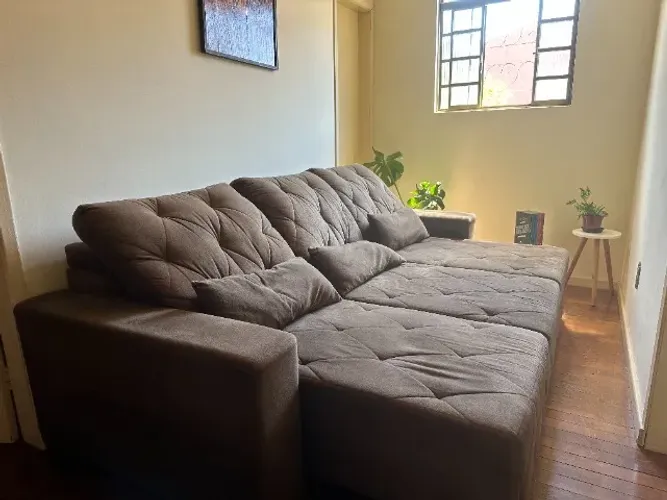 Sofa Retratil e Reclinável 2,5m Marron Qualidade .Somente Venda