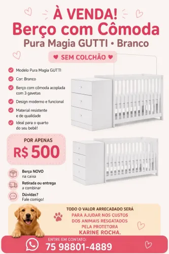 Vendo Berço com comoda Pura magia gutti