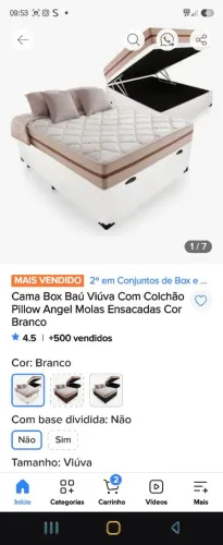 Cama com box e colchão.