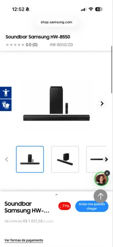 Soundbar Samsung HW-B550, Com 2.1 Canais