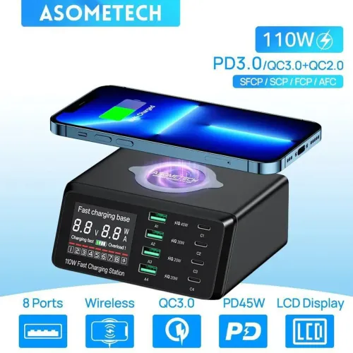 Promoção Carregador Por Indução Multifuncional Carregamento Rápido Asometech