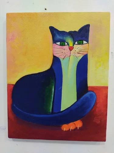 Pintura óleo sob tela, coleção gatos Aldair Martins.
